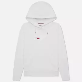 Женская толстовка Tommy Jeans Slim Metal Corp Logo Hoodie, цвет белый, размер XS
