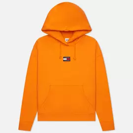 Женская толстовка Tommy Jeans Tommy Center Badge Hoodie, цвет оранжевый, размер S
