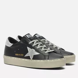 Женские кроссовки Golden Goose Hi Star Leather/Laminated Star, цвет чёрный, размер 36 EU