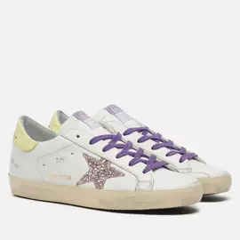 Женские кроссовки Golden Goose Super-Star Leather/Glitter Star, цвет белый, размер 36 EU