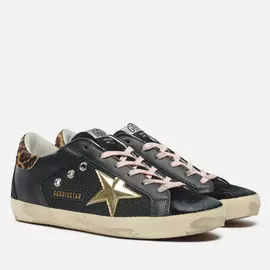 Женские кроссовки Golden Goose Super-Star Leather/Spur 3D Star, цвет чёрный, размер 40 EU