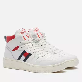 Женские кроссовки Tommy Jeans Leather High-Top Basketball Trainers, цвет белый, размер 39 EU