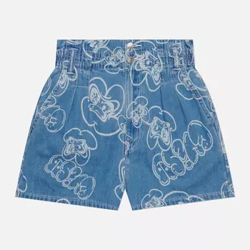 Женские шорты Evisu Laser All Over Print Denim, цвет голубой, размер M