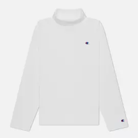 Женский лонгслив Champion Reverse Weave High Neck Embroidered C Logo Chest And Sleeve, цвет белый, размер XS