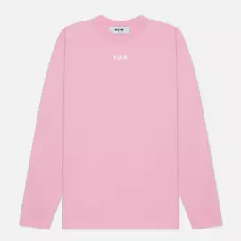 Женский лонгслив MSGM Micrologo Basic Crew Neck, цвет розовый, размер XS