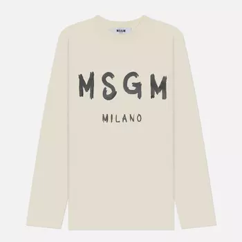 Женский лонгслив MSGM MSGM Milano Logo, цвет бежевый, размер M