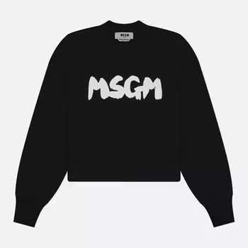 Женский лонгслив MSGM New Brushed Logo, цвет чёрный, размер L