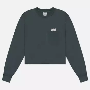 Женский лонгслив RIPNDIP Lord Nermal Cropped Pocket, цвет серый, размер L