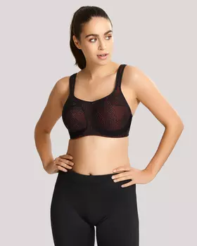 Panache Sport Bra (Black/Coral)