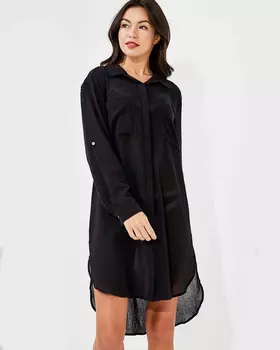 Туника Seafolly Crinkle Twill Beach Shirt (Black)