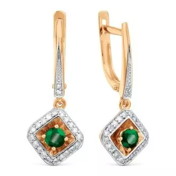 Серьги с изумрудами и бриллиантами Линии Любви