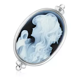 Брошь из серебра камея на агате Девушка с платком 0402468701