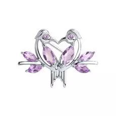 Брошь из серебра с аметистами Птицы 92040076