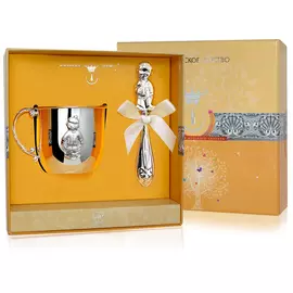 Детский набор из серебра с кружкой «Малыш» и погремушкой РИ84НБ05801