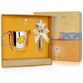 Детский набор из серебра «Звезда» с погремушкой РИ65НБ05808