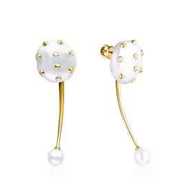 Джекеты из желтого золота с жемчугом и бриллиантами 46519278000