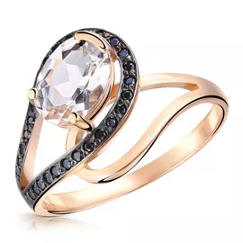 Кольца из красного золота с горным хрусталём 010347ГхКц