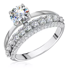 Кольцо из белого золота с фианитами 65111683