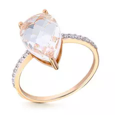 Кольцо из красного золота с горным хрусталем 011621ГхКц