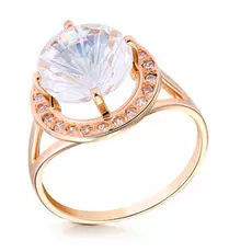 Кольцо из красного золота с горным хрусталем 010044ГхКц