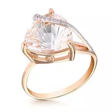 Кольцо из красного золота с горным хрусталем 011069ГхКц