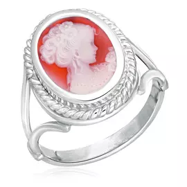 Кольцо из серебра камея на агате Девушка с пучком 040306014377