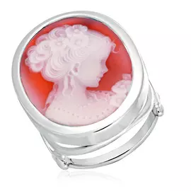 Кольцо из серебра камея на агате Девушка с пучком 040309014388