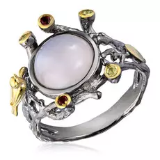 Кольцо из серебра с халцедоном, позолотой SZ561R019