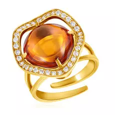 Кольцо из серебра с натуральным янтарём R000023