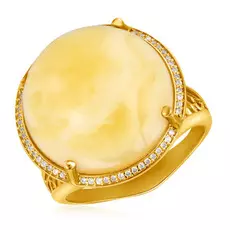 Кольцо из серебра с натуральным янтарём R000026