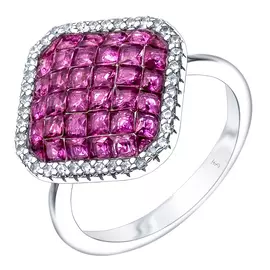 Кольцо из серебра с розовыми фианитами TS81457-R-QCR