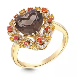 Кольцо из желтого золота с топазом, бриллиантами юоR394721