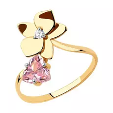 Кольцо из золота с фианитами Цветок 81010481