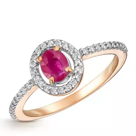 Кольцо из золота с рубином и бриллиантами К10844р
