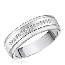 Кольцо обручальное из белого золота с бриллиантами 65119687