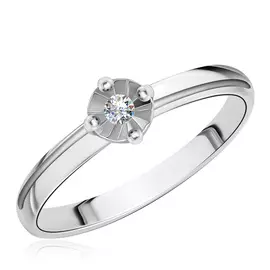 Кольцо с бриллиантом из белого золота 01К624880