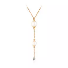 Колье из красного золота с бриллиантом, жемчугом Акойя 14319892