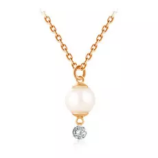 Колье из красного золота с бриллиантом и жемчугом Акойя 14319893
