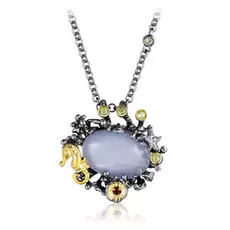 Колье из серебра с халцедоном, позолотой SZ461R020