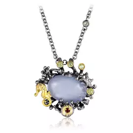 Колье из серебра с халцедоном, позолотой SZ461R020