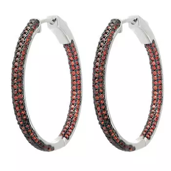 Конго из серебра с красными фианитами SL-E01482-X-WB-X-X-DG