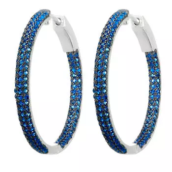 Конго из серебра с синими фианитами SL-E01482-X-WB-X-X-SB