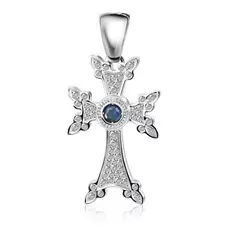 Крест из белого золота с бриллиантами 01Р670924