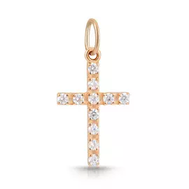 Крест из красного золота с фианитами 01Р110447