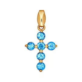 Крест из красного золота с топазами 730600
