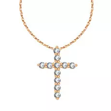 Крест с бриллиантами из красного золота 14319098