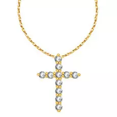 Крест с бриллиантами из желтого золота 54319098