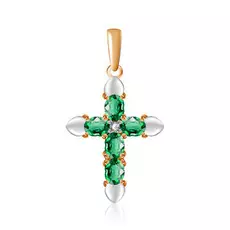 Крест золотой с изумрудами и бриллиантом П10088и