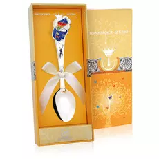 Ложка детская из серебра с эмалью 737ЛЖ05807