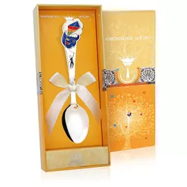 Ложка детская из серебра с эмалью 737ЛЖ05807